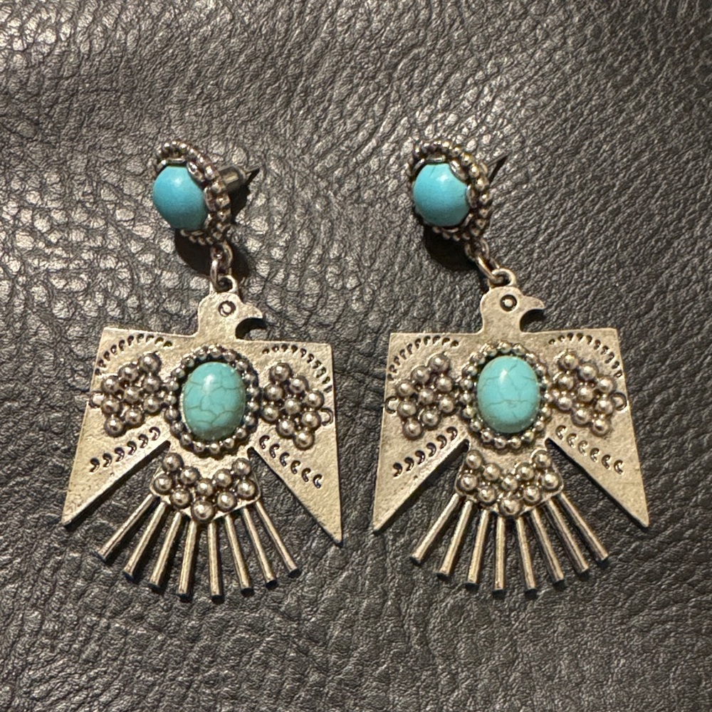 Idyllwind Silver and Turquoise Thunderbird Earrings